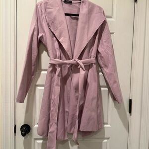 Stylish lilac Pink Belted Coat